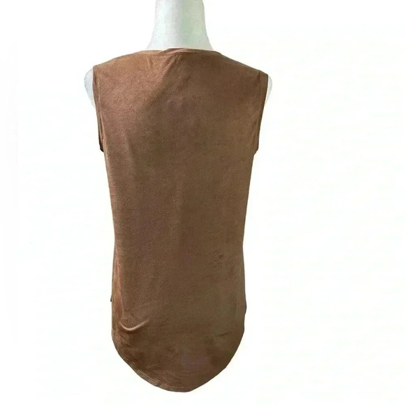 Cato Womens Brown Block Sleeveless Top Blouse Faux
Suede Like Stretch Size XS - Picture 3 of 6